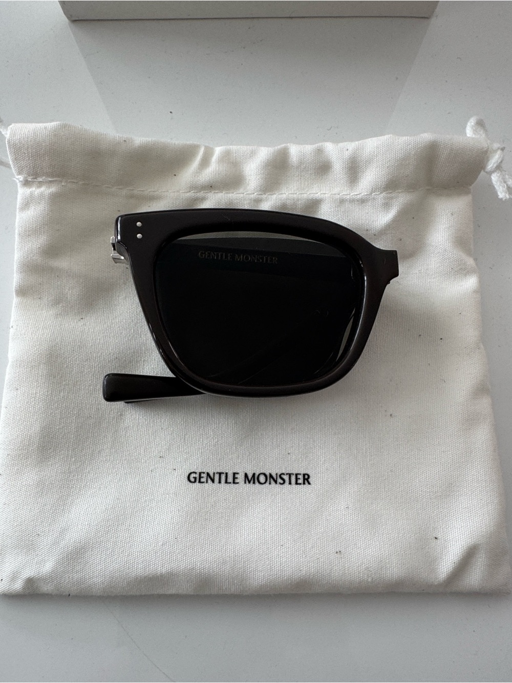 GENTLE MONSTER brown Sunglasses  with black Leather Key Pouch